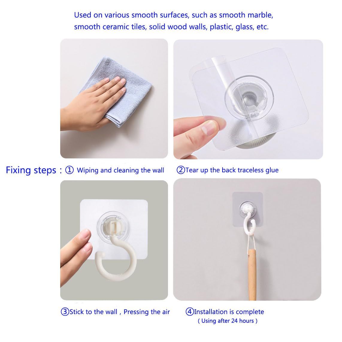 Traceless Wall Adhesive Hook,Rotate 360°Ceiling Adhesive Hook,Waterproof Bathroom Kitchen Heavy Duty Self Adhesive Hooks — image 3