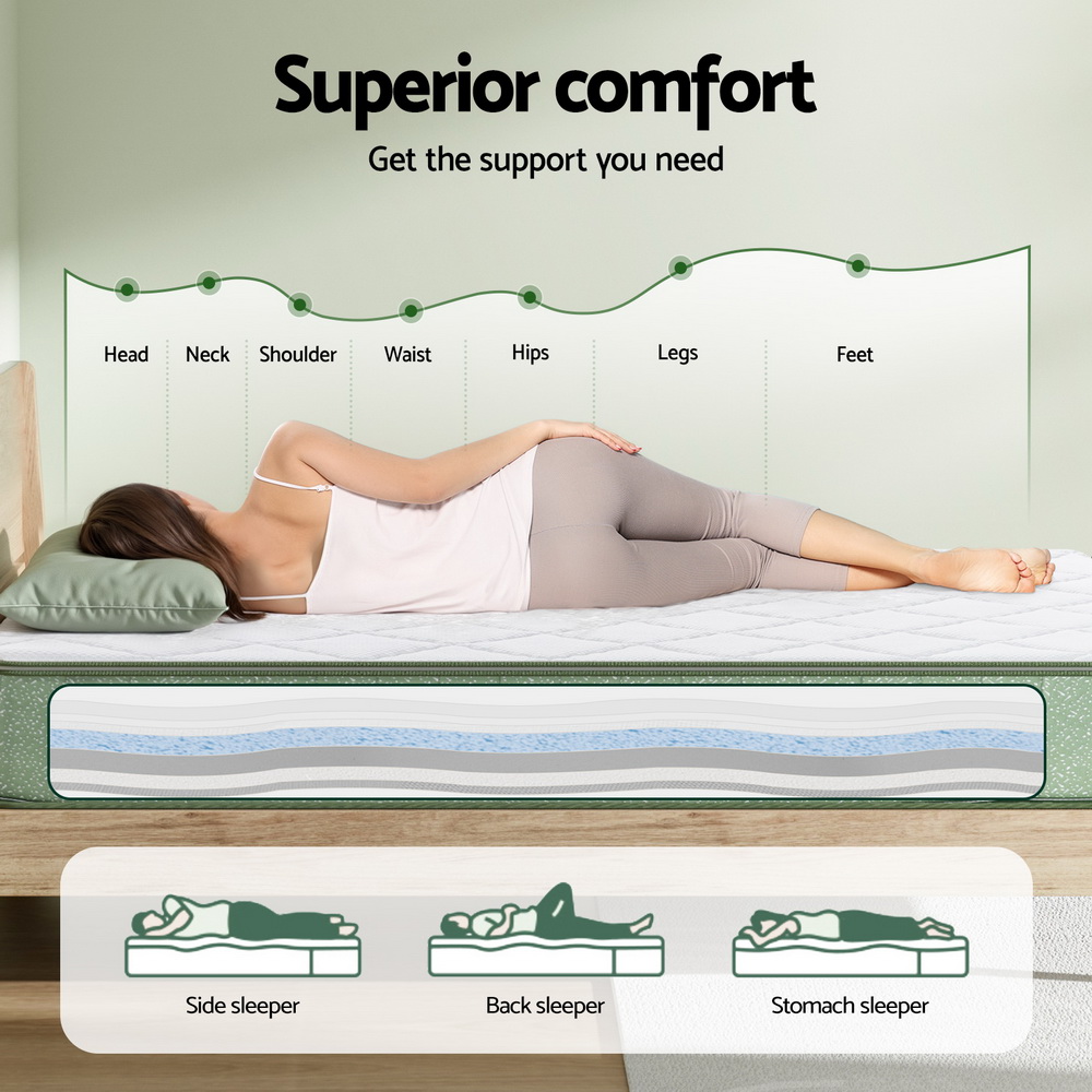 Giselle 25cm Memory Foam Mattress Dual Layer Zipper Cover Cool Charcoal Foam Mattresses Single โ image 6