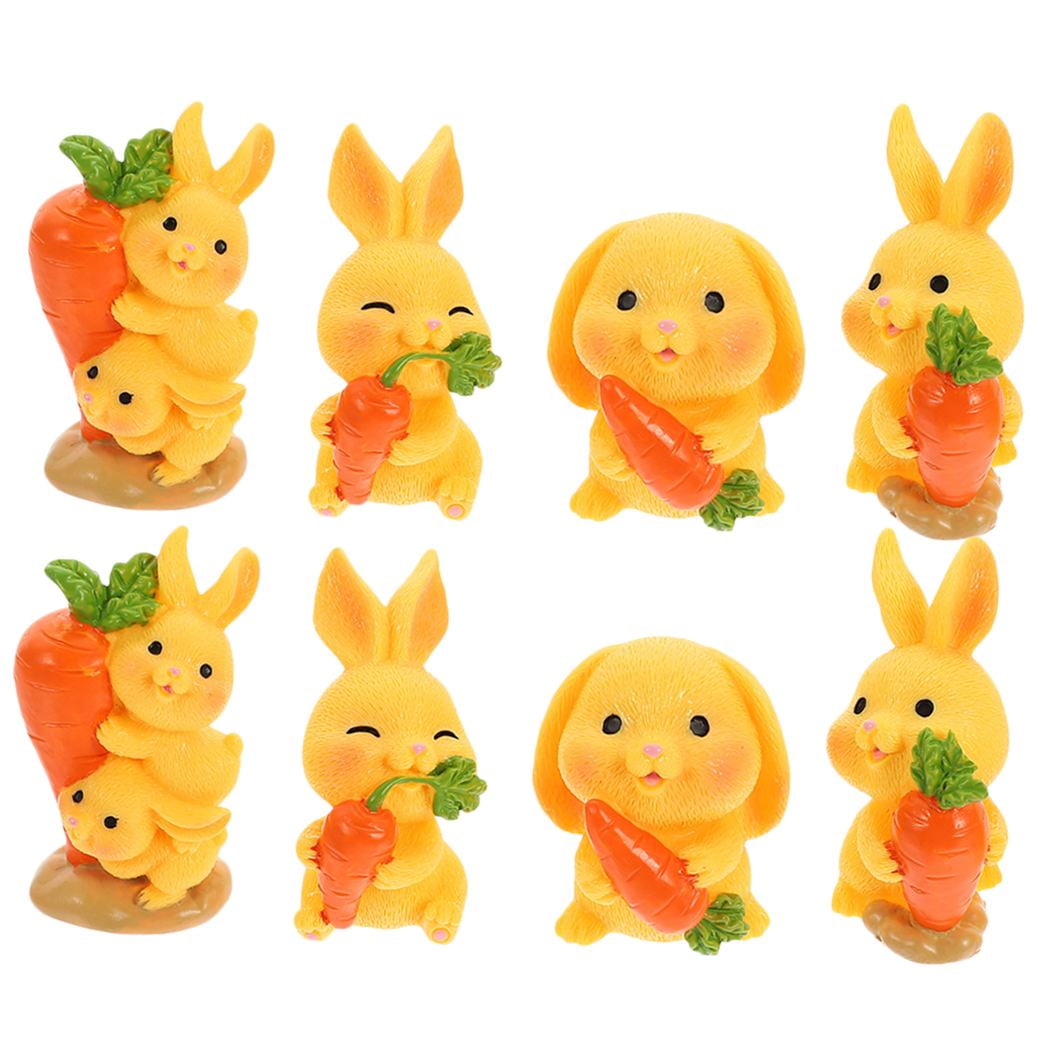 8Pcs Resin Craft Rabbit Miniatures Yellow Bunny Figurines for Home Garden Easter Decoration — image 4