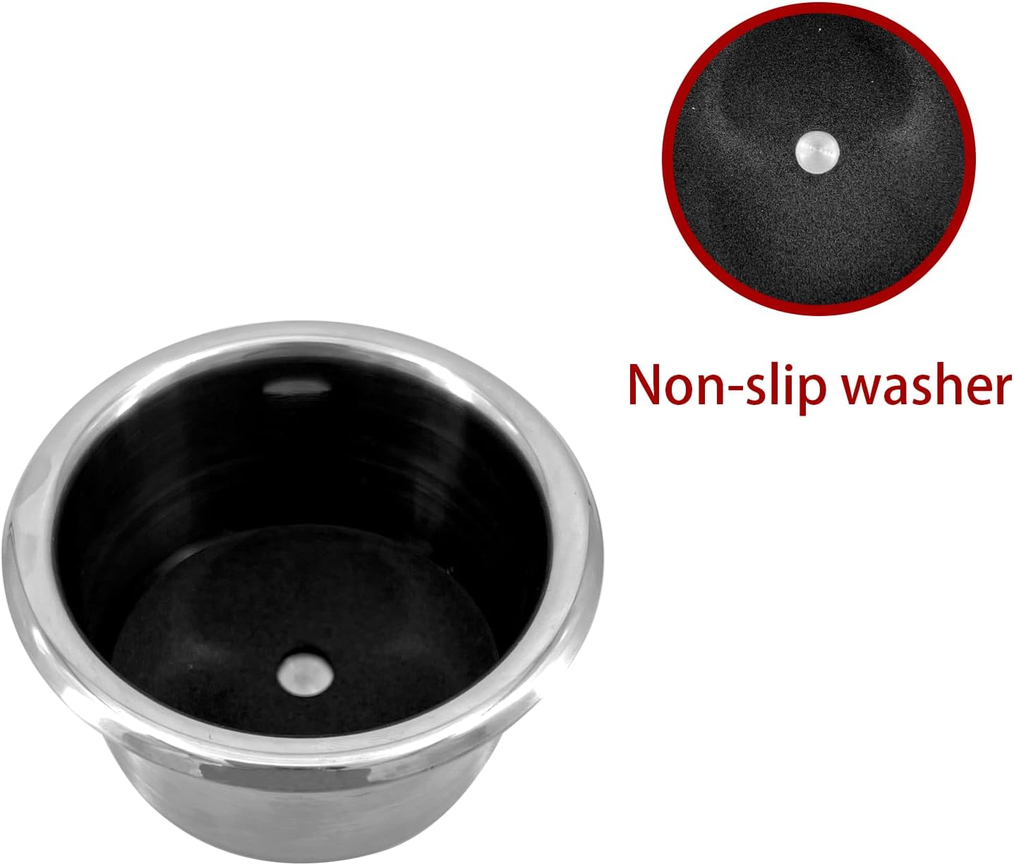 2Pcs 3" Stainless Steel Drop-in Anti-Spill Cup Holder with Non-Slip Washer,Heavy Duty Poker Table Inserts Fits Standard Soda Can for Desk, Boats, RV Cars & โ image 5