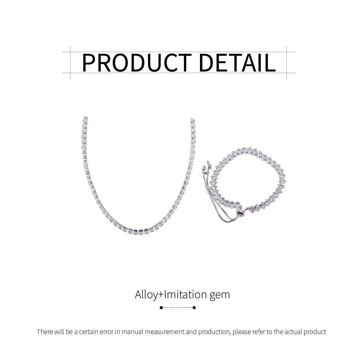 Luxury Zircon Bracelet Necklace Set for Women Elegant Fashion Jewelry Gifts - Bracelet β image 4