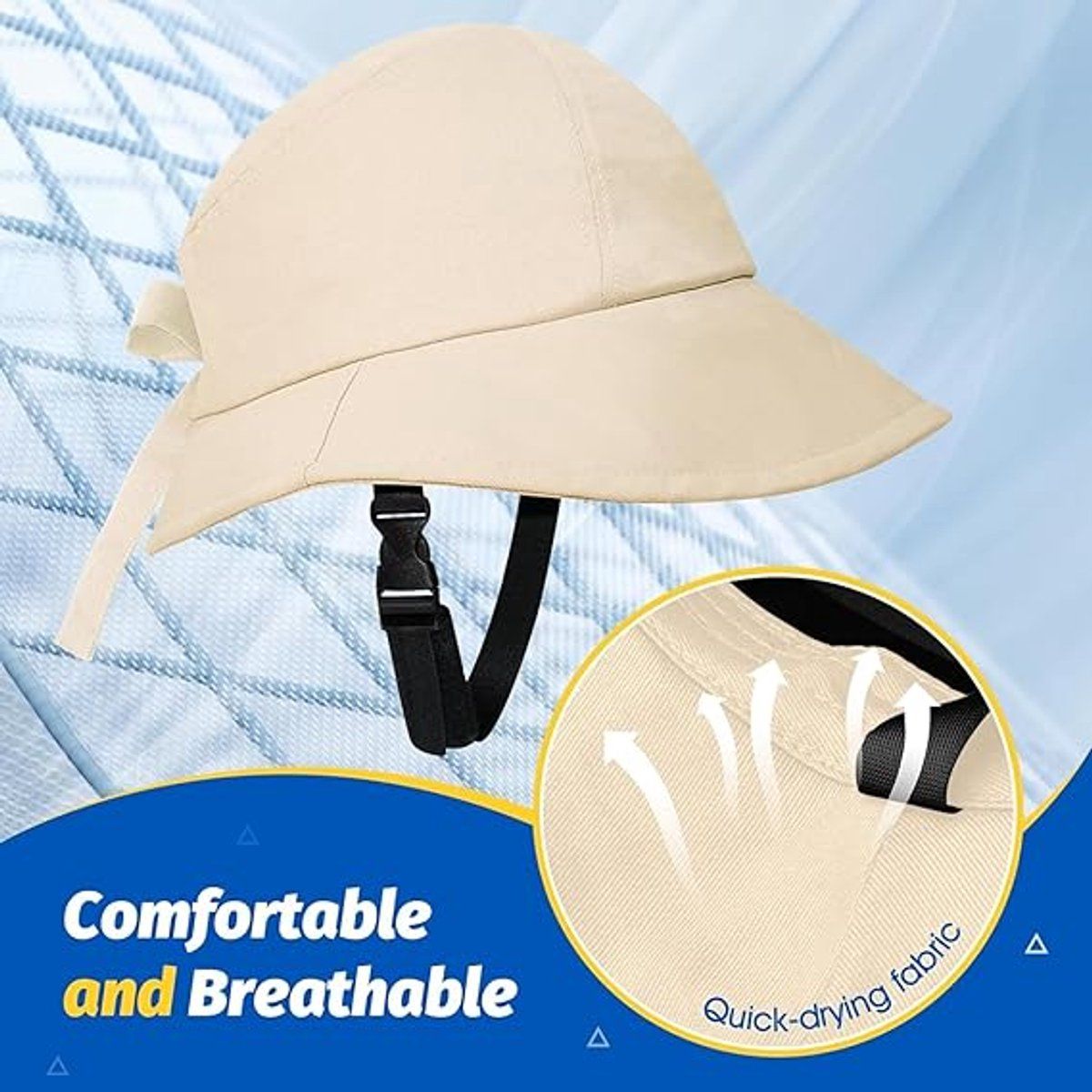 Womens Cycling Sun Cap with Adjustable Chin Strap and UV Protection, Comfortable Helmet Liner Hat for School and Daily Riding, Beige, 60 cm โ image 5