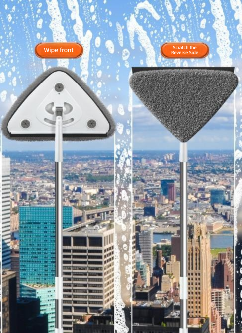 Adjustable Triangle Cleaning Mop 124-164cm Extendable Long Handle Window Squeegee Wall Washer Rotatable Head for Ceilings High Corners Wet Dry Use โ image 6