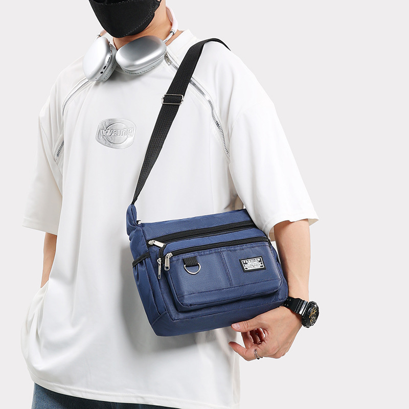 Dark Blue Men's Waterproof Oxford Cloth Crossbody Bag - Durable Anti-Theft Shoulder Backpack for Business, Travel & 10-inch Tablet โ image 4