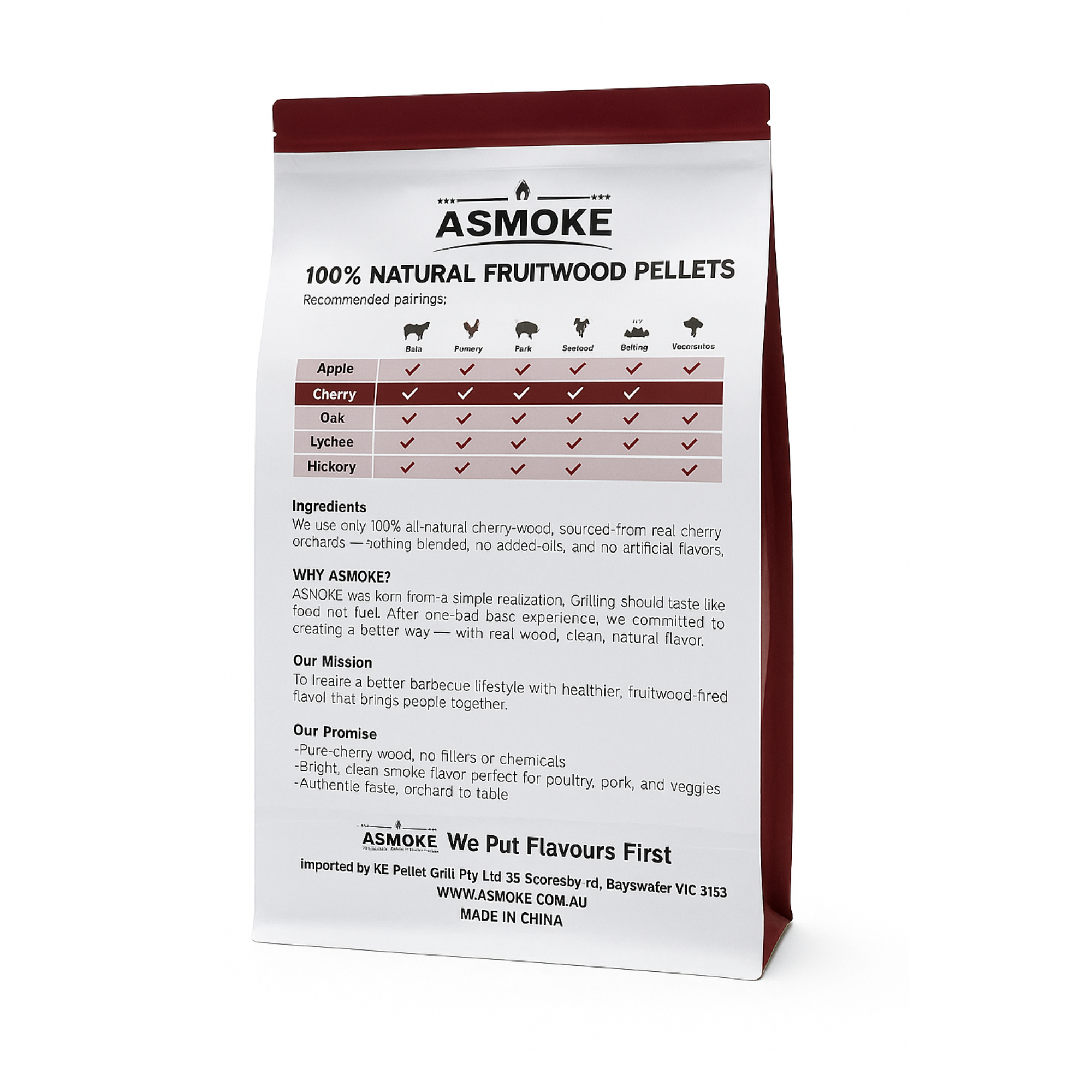 ASMOKE 100% Natural Cherry Wood BBQ Smoker Pellets (9kg / 20lbs) — image 2
