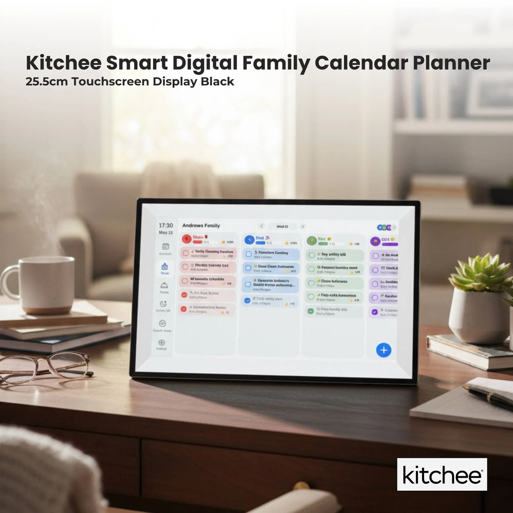 Kitchee 10" Digital Calendar Smart Family Planner - 25.5cm Touchscreen Black — image 2