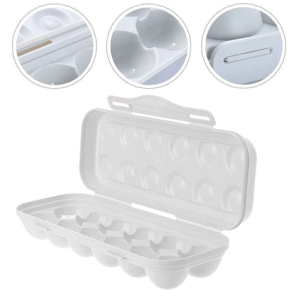 Egg Holder Refrigerator Egg Holder 12 Count Egg Storage Container Plastic Covered Egg Tray Dozen-section Carrier Bin with Lid — image 5