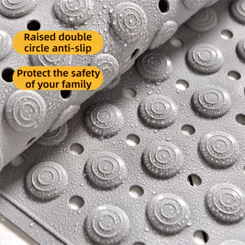 Khaki Eco-Friendly Bath Mat with Massage Points - Anti-Slip Suction Cup Safety Bathroom Rug (M Size 75.5X44x2 CM) — image 3