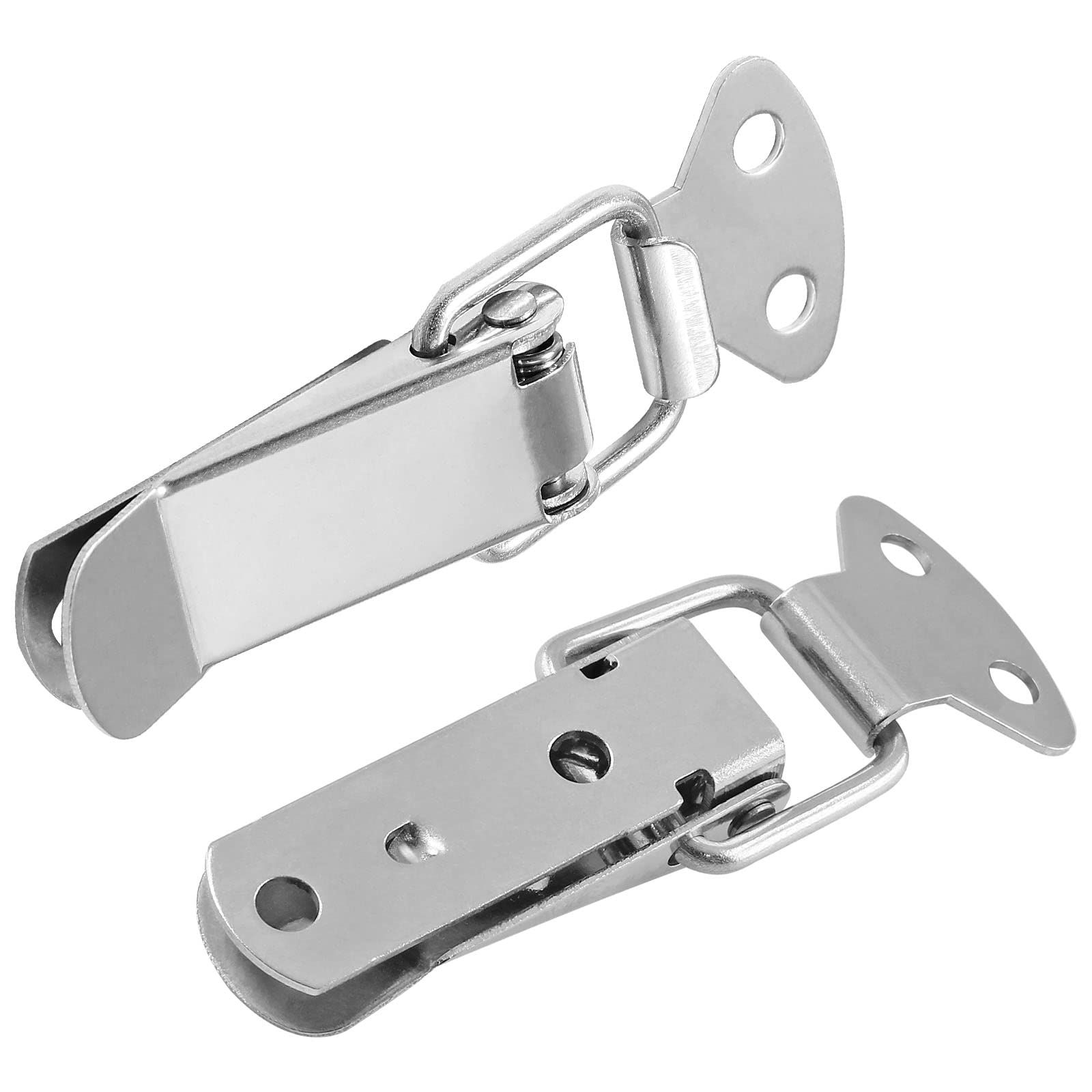 8 PCS Stainless Steel Spring Loaded Toggle Latch, 2.8" / 72mm Length Sliver Hasp Latch with Mounting Screws, Spring Latch