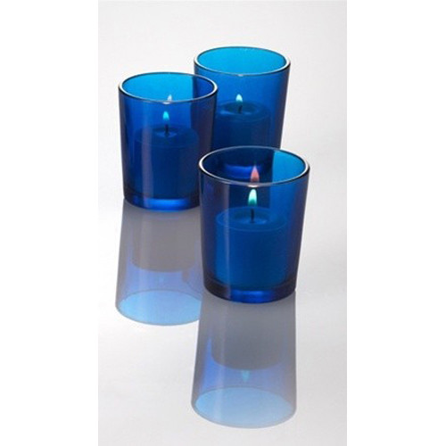 40 Pack Blue Glass Votive Tealight Candle Holders House Party Centerpiece Xmas Wedding Decor Glass Candlestick Party Decorations Bridal Baby Shower — image 3