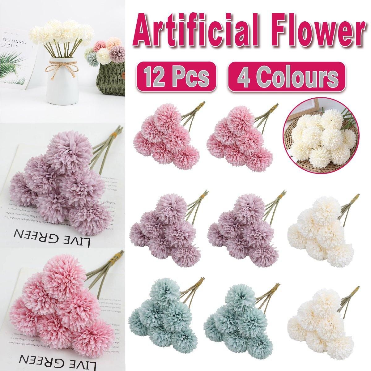 12pcs Artificial Dandelion Fake Flower Simulation Arrangement Desktop Decoration - White — image 2