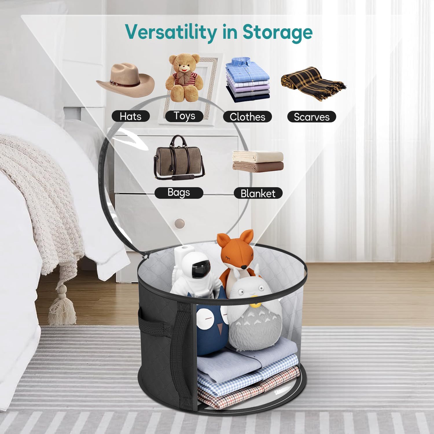 2PCS Extra Large Clear Hat Organizer for Travel and Wardrobe, Holds up to 7 Hats, Round Hat Box Storage for Women & Men,Large Capacity Cowboy Hat — image 4