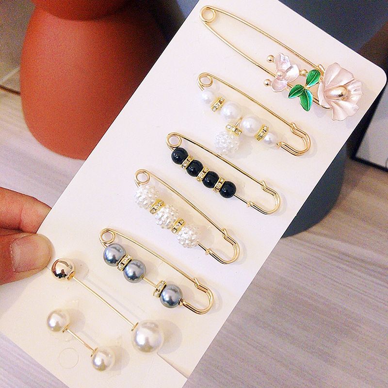 WSD Pearl Waist Pin Flower Brooch Unisex 7.5com waist-closing needle 4-piece set A — image 4