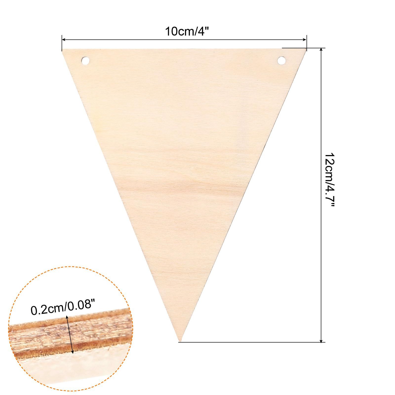 Hanging Wood Sign with Rope, Triangle Shape Wooden Label 4.7"x4" Blank Wooden Crafts for DIY Projects, Christmas, Pack of 20 — image 2