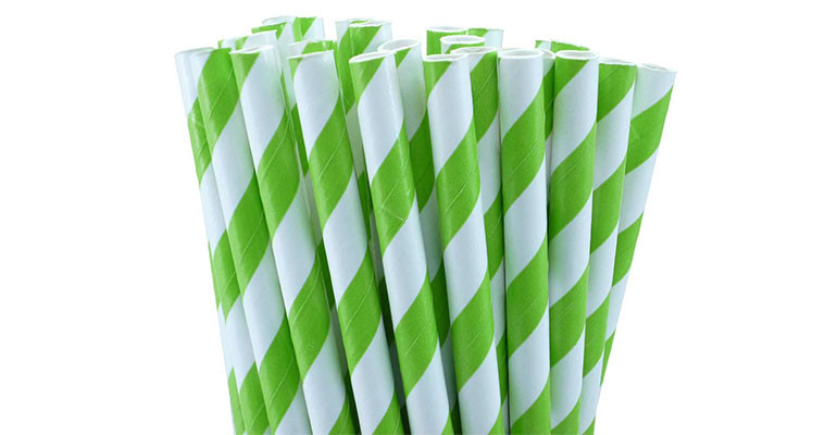 50 Pack Green White Drinking Straws Biodegradable Eco Paper Birthday Party Event Bistro Bar Cafe Take Away — image 3