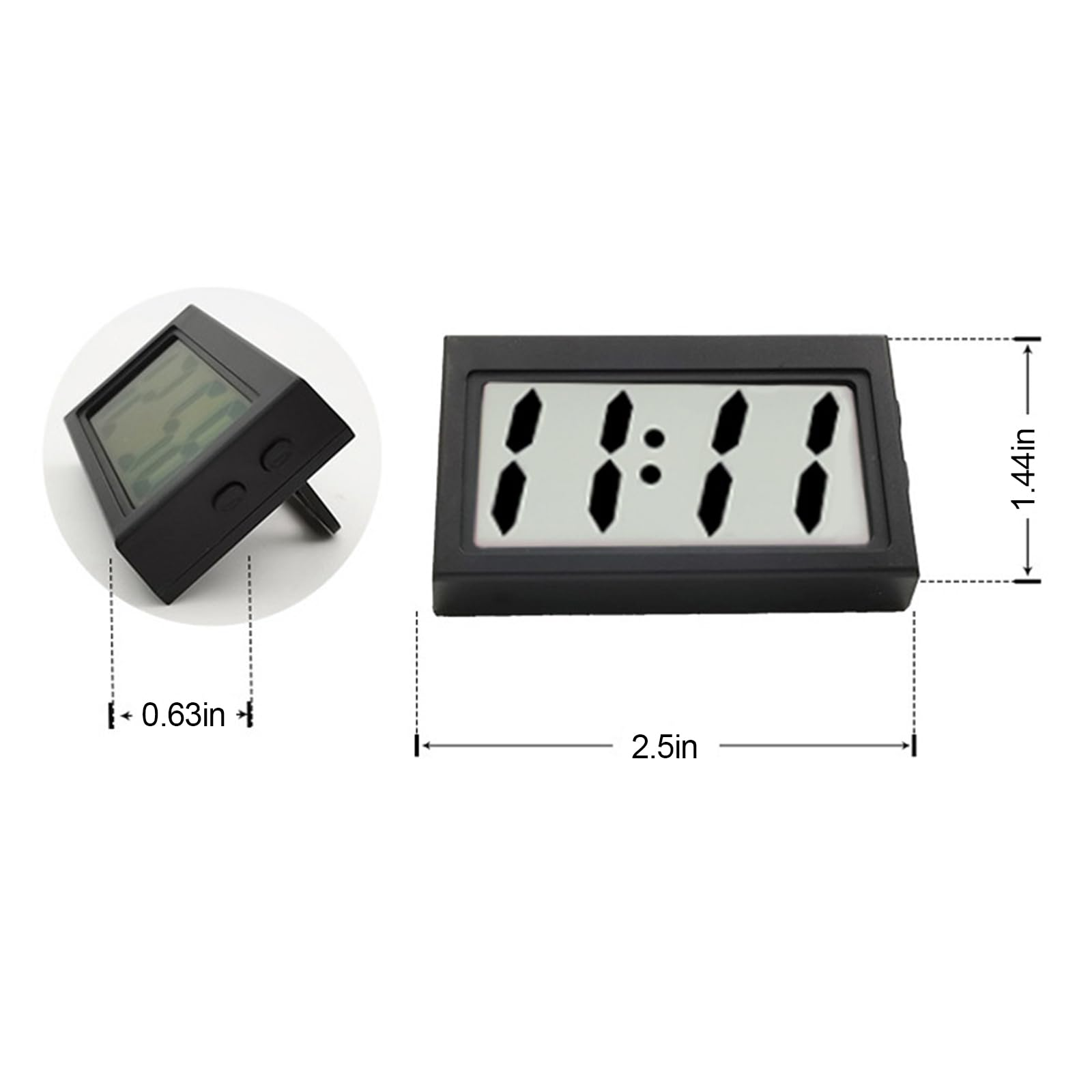 Small Digital Clock, with Jumbo LCD Time & Day Display,Mini Automotive Small Digital Clock Battery Operated (Black) — image 5