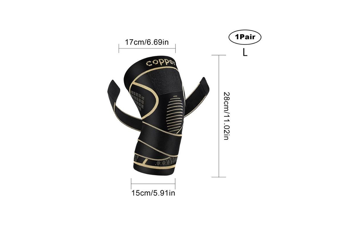 2 Pack Copper Knee Braces with Strap for Knee Pain Women Men Knee Support - L โ image 5