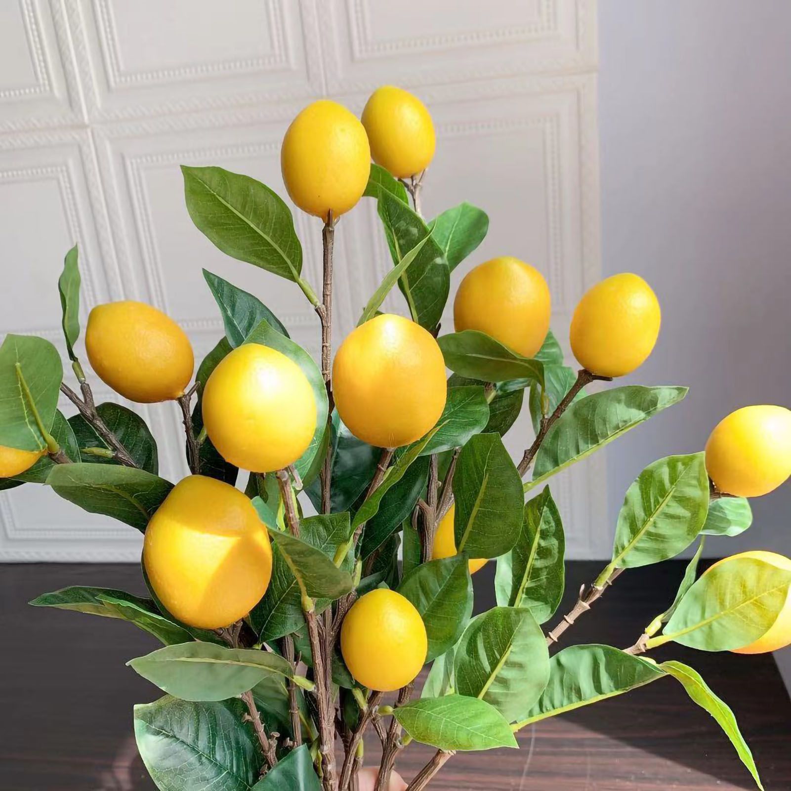 Artificial Lemon Branch 65cm Yellow Lemon Long Branches Leaves Green Plant for Living Room Model Room Decoration โ image 5