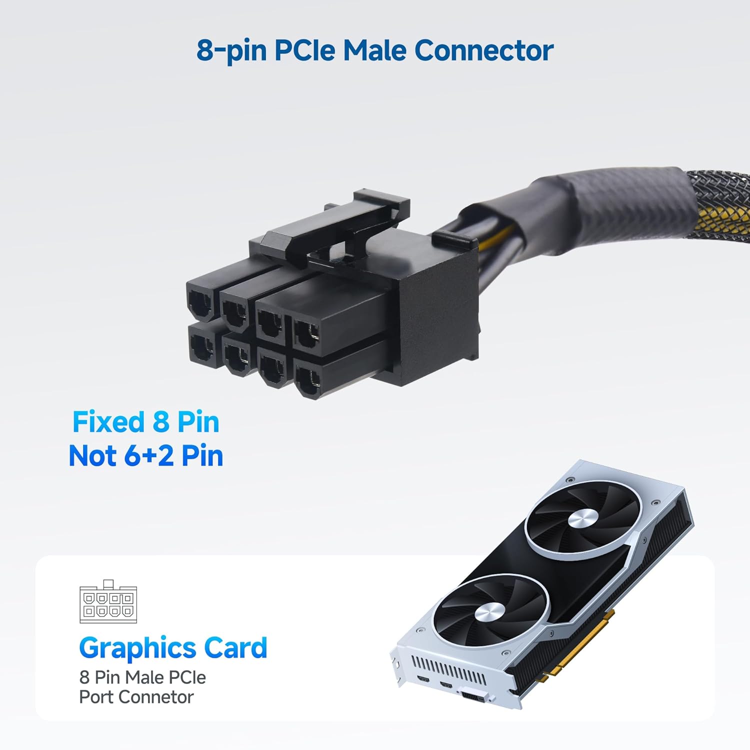 2-Pack 8 Pin PCIe Extension Cable - 10 Inches (Male to Female, NOT for Direct PSU Use), 8 Pin GPU Power Extension Cable (Not 6+2Pin) โ image 4