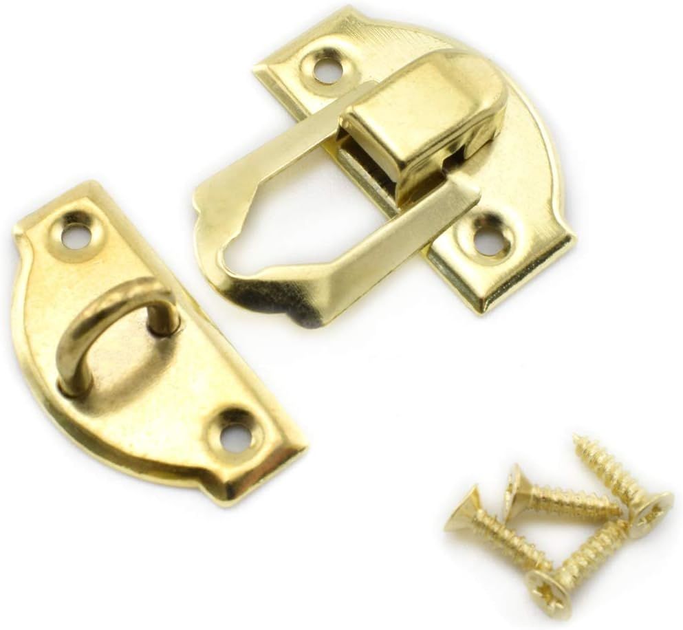 8-Pack Antique Decorative Retro Jewelry Box Latch with Matching Screws for Cabinet Drawer Wooden Crafts - Gold — image 2