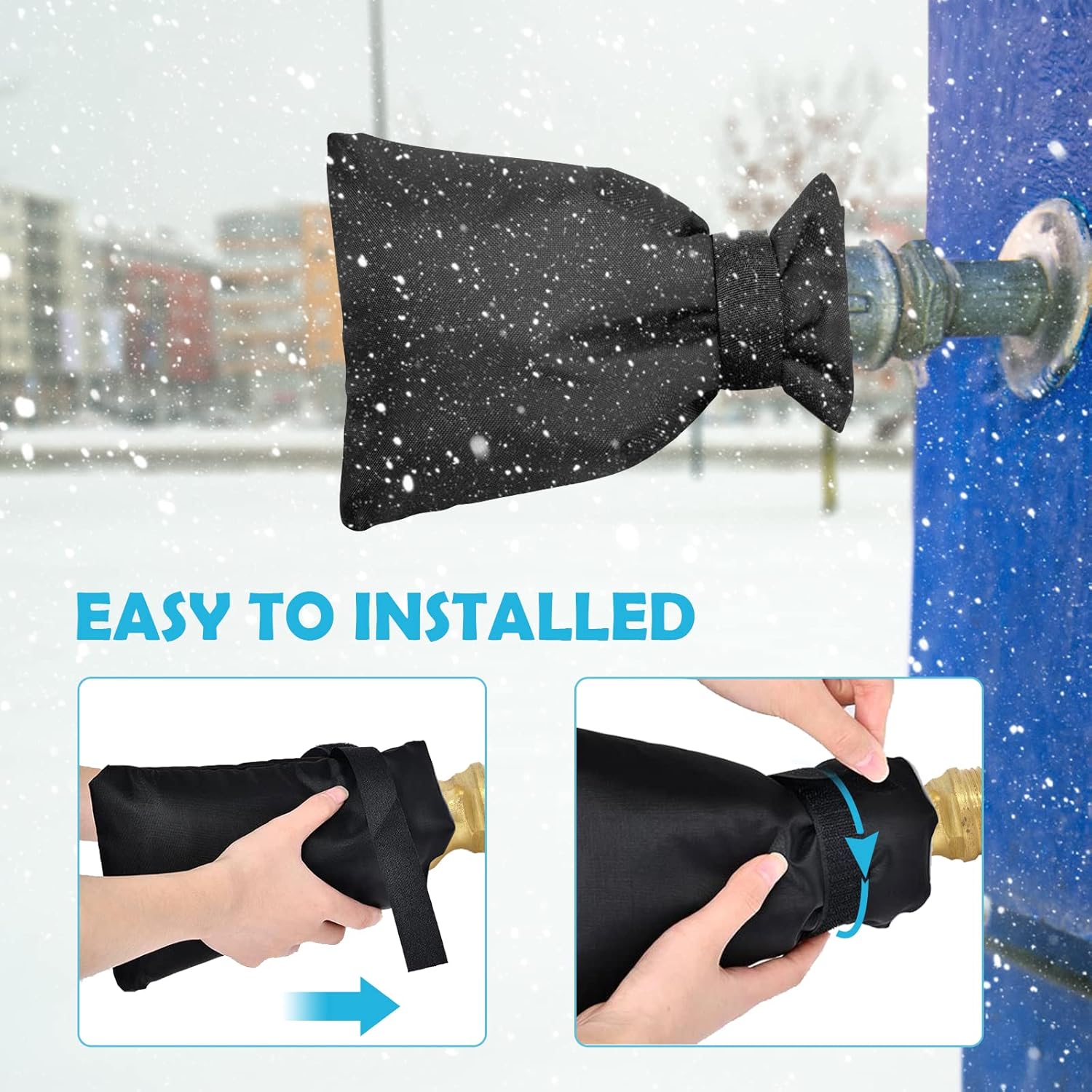 4 Pack Outdoor Tap Covers, Waterproof Thermal Frost Protectors for Garden Taps, Outdoor Faucets and Winter Weather, Black — image 3