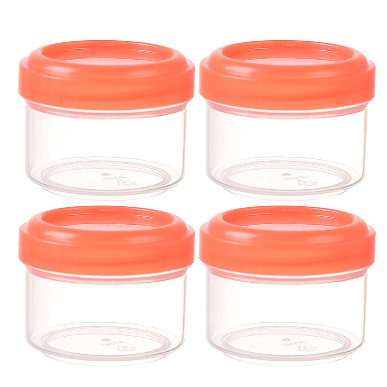 4 Pieces Clear Plastic Storage Jars with Screw-On Lids, Wide-Mouth Refillable Containers for Candy, Beads, Lotion and Food, Orange