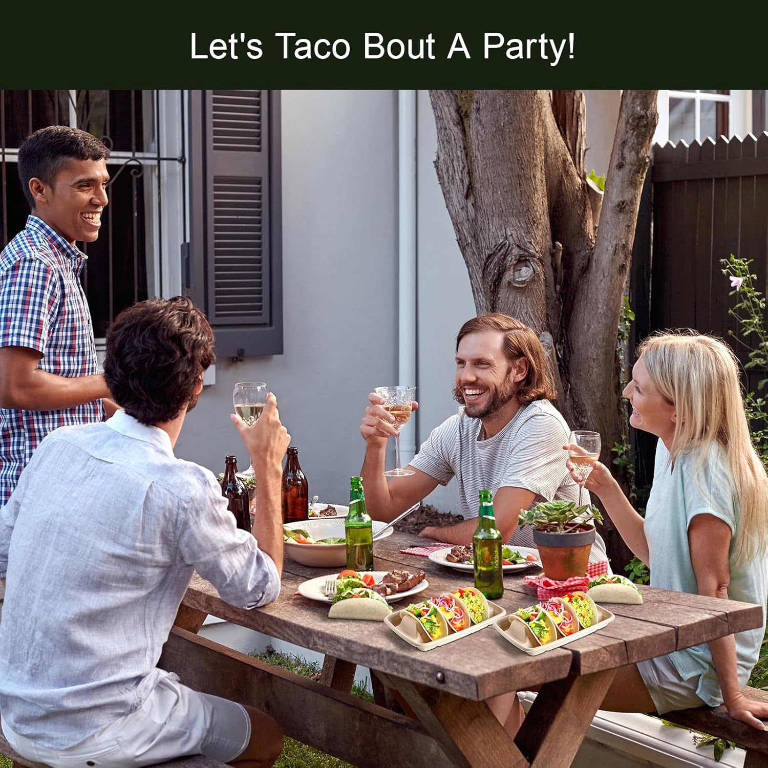 24PCS Disposable Taco Holders for Party, Premium Paper Taco Plates with 3 Dividers, Fiesta Tacos Holder Tray for Taco Tuesday Bar Serving Set, Decorations — image 4