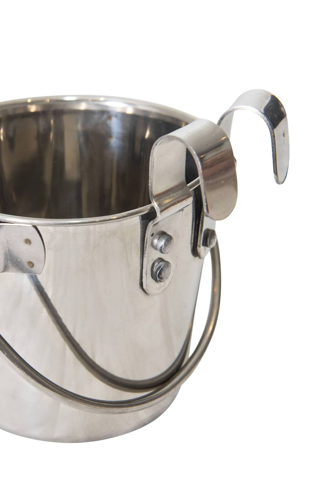 YES4PETS 2 × 946ml Stainless Steel Pet Parrot Feeder Dog Cat Bowl Water Bowls Flat Sided Bucket with Riveted Hooks — image 3