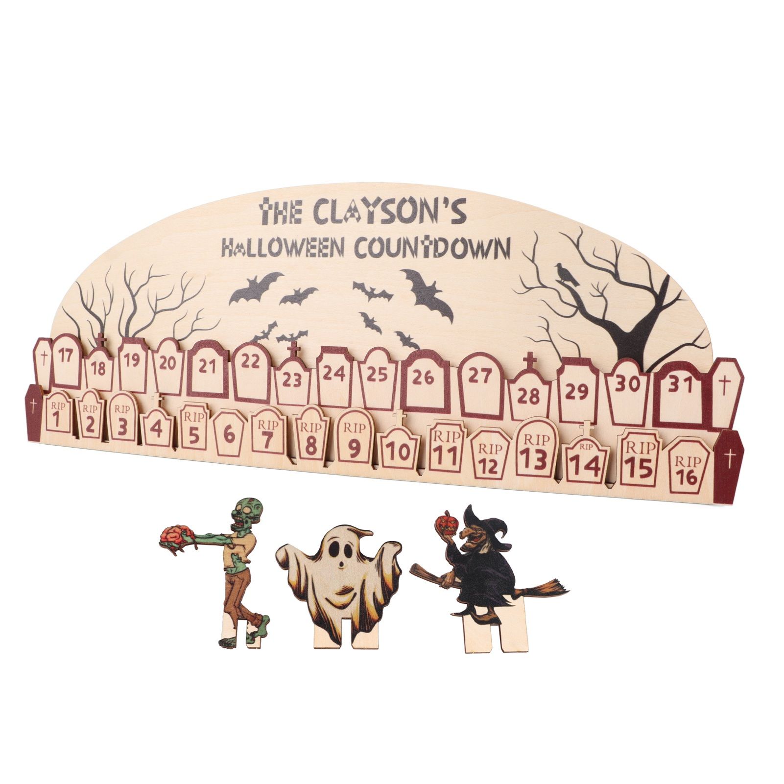 Halloween Advent Calendar 2023 31 Days Halloween Moving Wooden Block Countdown Calendar for Home Decor Holiday Ornament Gift โ image 2