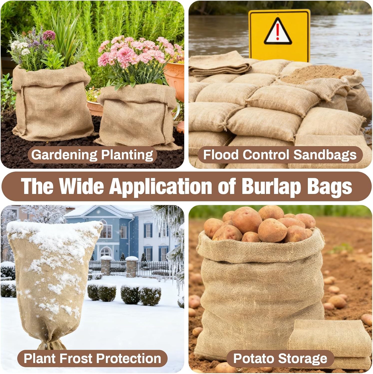 2 PCS Burlap Sack - 19.6" x 35" Burlap Bags for Plants High Density Natural Jute Bag of Potatoe Storage Plant Grow Bags with Rope Potato Sacks Race Bag โ image 5
