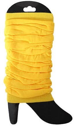 LEG WARMERS Knitted Womens Neon Party Knit Ankle Fluro Dance Costume 80s Pair - Yellow — image 2