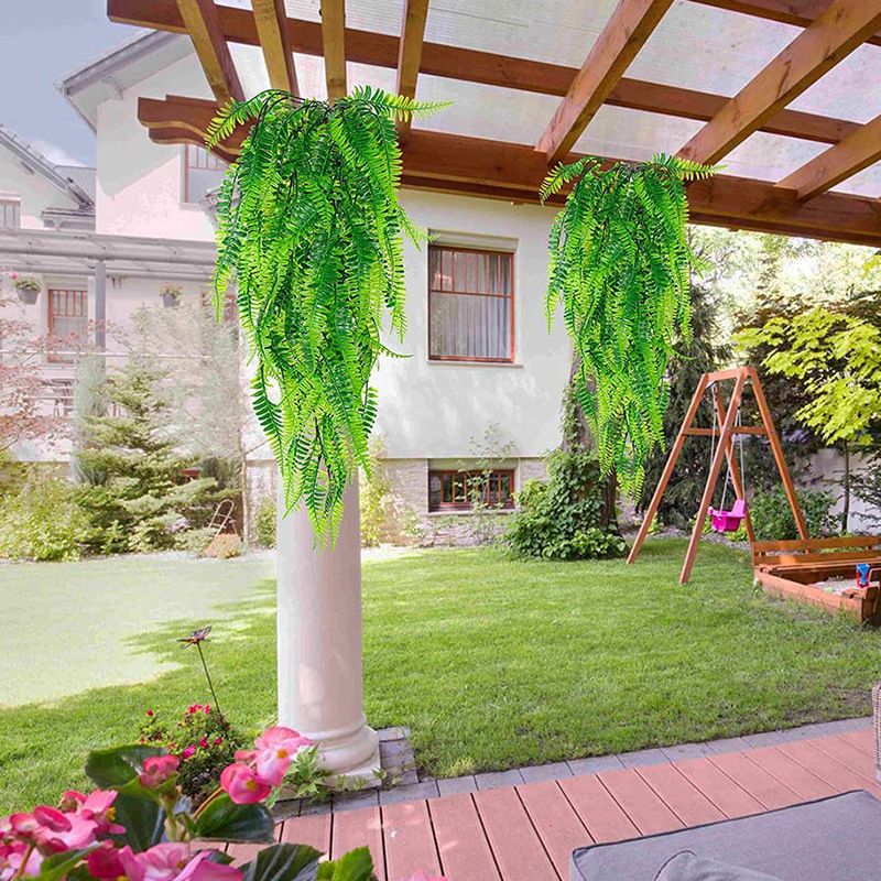 2Pcs Green Leaves Decor Natural Shape Color Lifelike Artificial Green Leaves for Home Courtyard — image 5