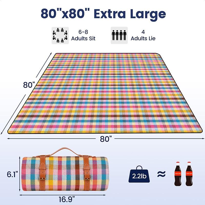 Outdoor Picnic Blanket Waterproof Mat Extra Wide Camping Tent Ground Sheet for Hiking and Outdoor Activities - Multicolor M โ image 2