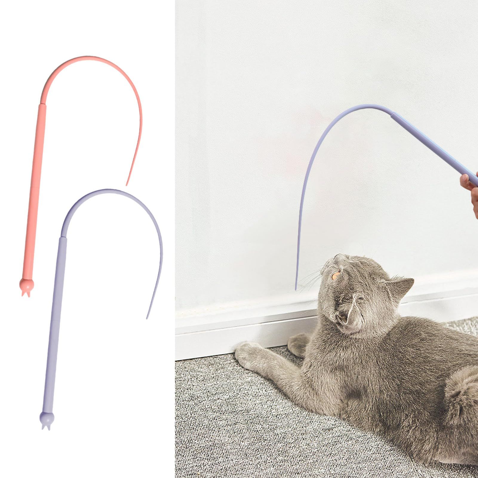 Cat Teaser, Silicone Mouse Tail Shape Cat Wand Toy, Interactive Cat Toys for Indoor Cats, 77cm Cute Cat Toys for Relaxing — image 2