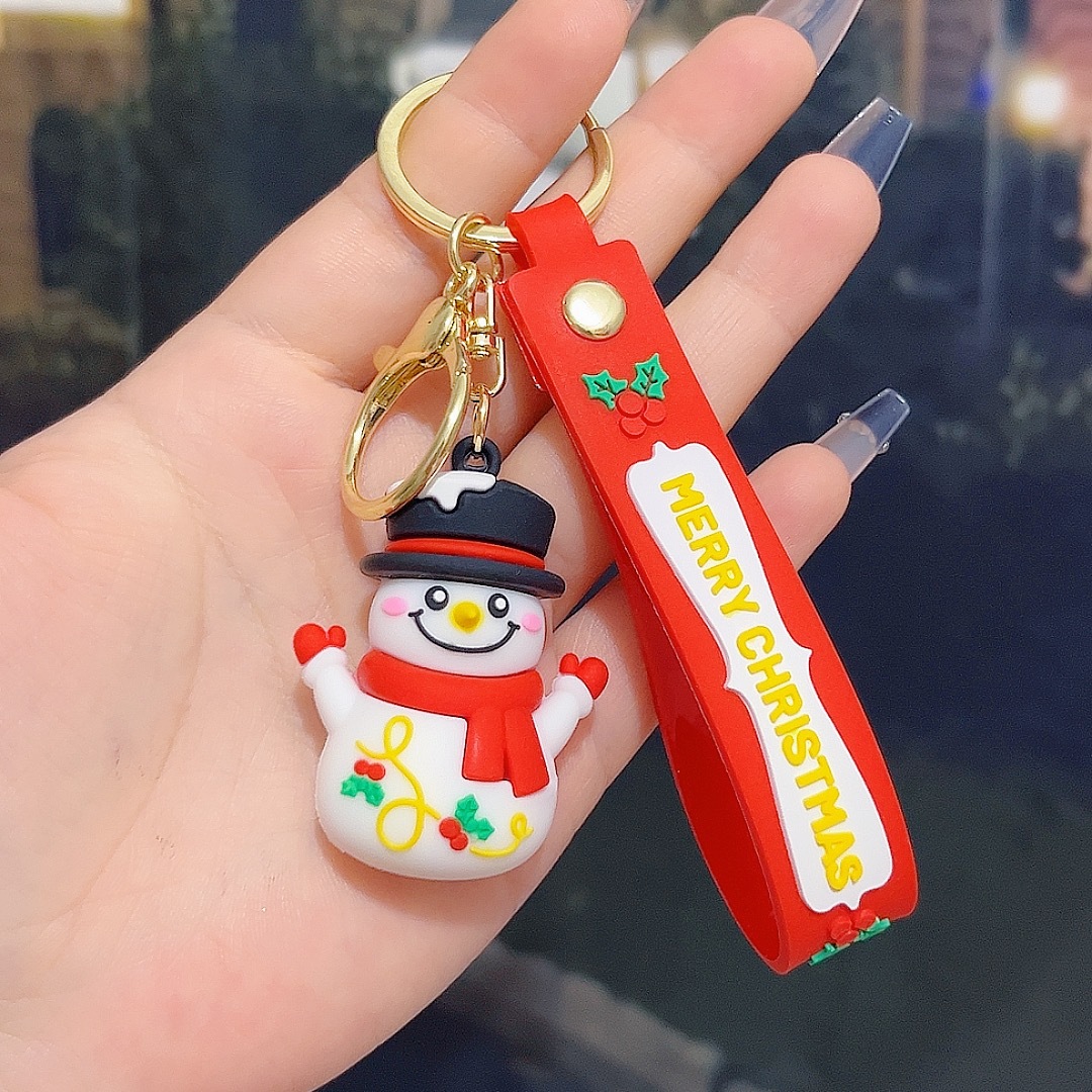 6PCS Christmas Silicone Keychain Cute Santa Snowman Bag Charm Festive Keyring for Kris Kringle Gifts — image 4