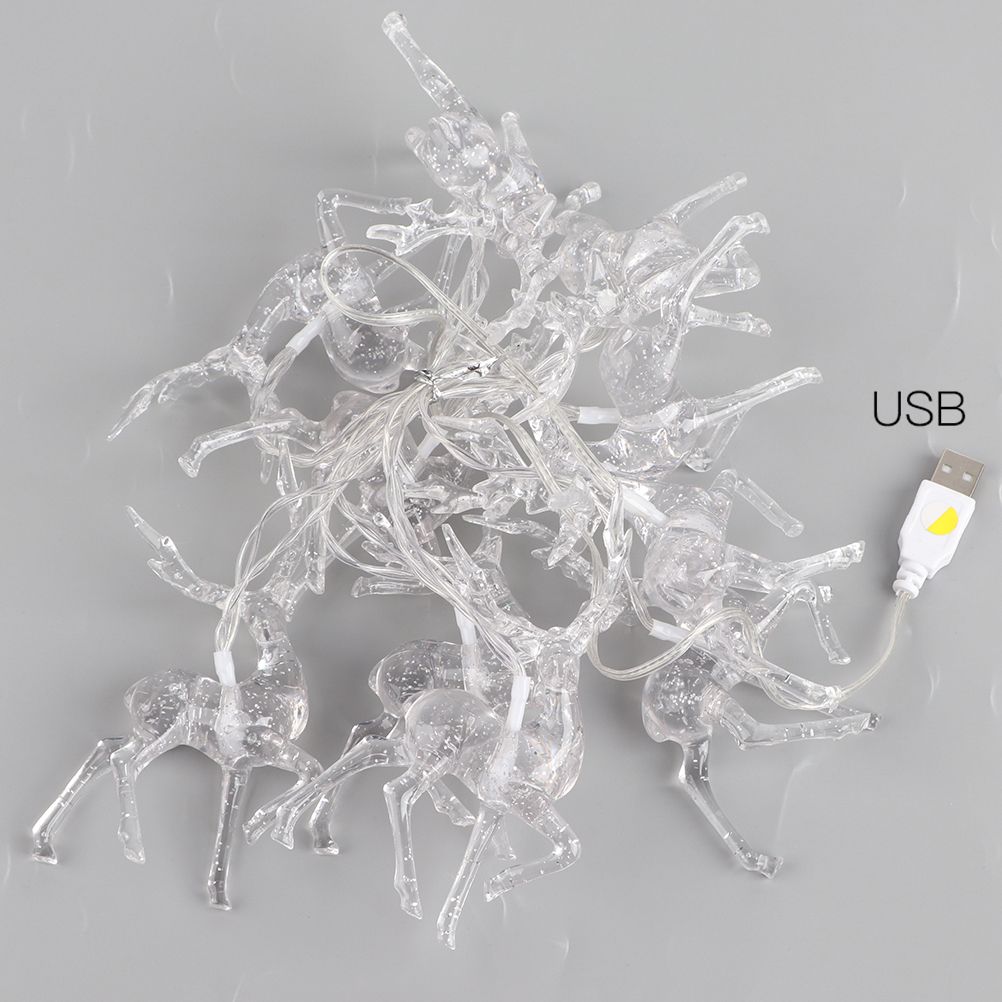 Christmas Indoor Reindeer Lights Decorations 10 LED Warm White String Lights USB Battery Powered Fairy Lighting Xmas Gifts โ image 3