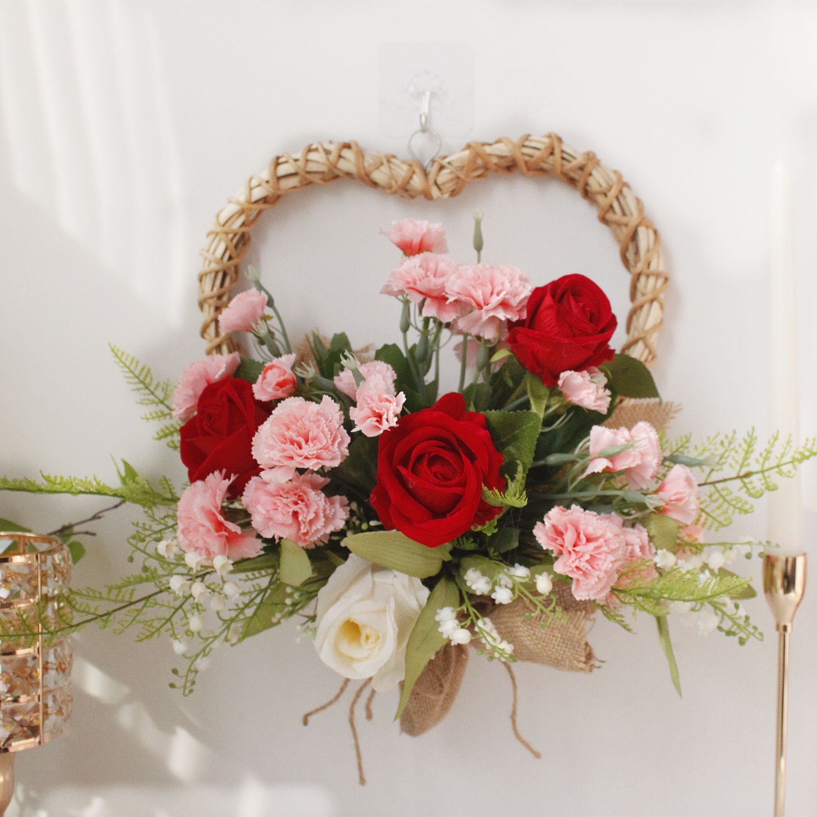 Spring Tulips Red Roses Carnations Love Wreaths Wall Hanging Door Decoration Valentine's Day Mother's Day Gift โ image 6
