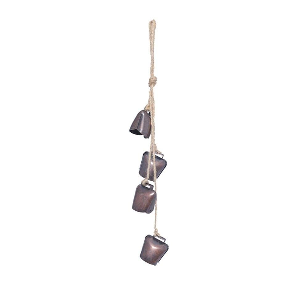 3pc Iron Wrought Bell Chime Handmade Brass Finish Wall Hanging Rope Bell — image 3
