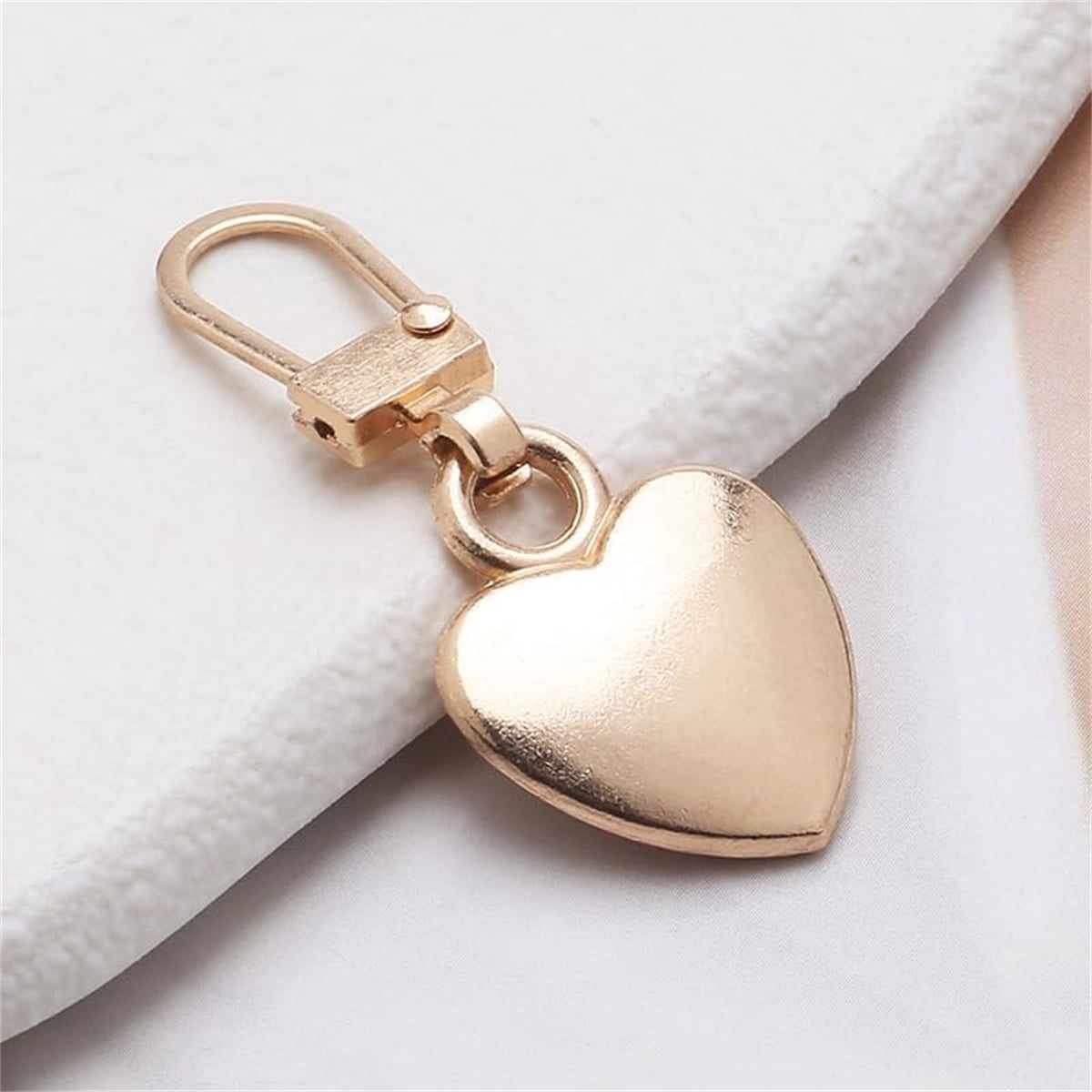 Multicolor Zipper Pull Replacement, Heart Shaped Metal Zipper Pull Tabs Decorative,Charm Detachable Metal Zipper Pulls Repair Kits for Purse — image 6