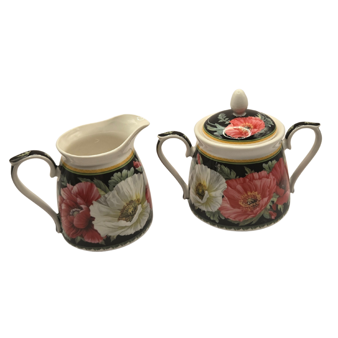 Poppies-on-Black Fine Bone China Milk & Sugar Bowls (Set of 2) โ image 2