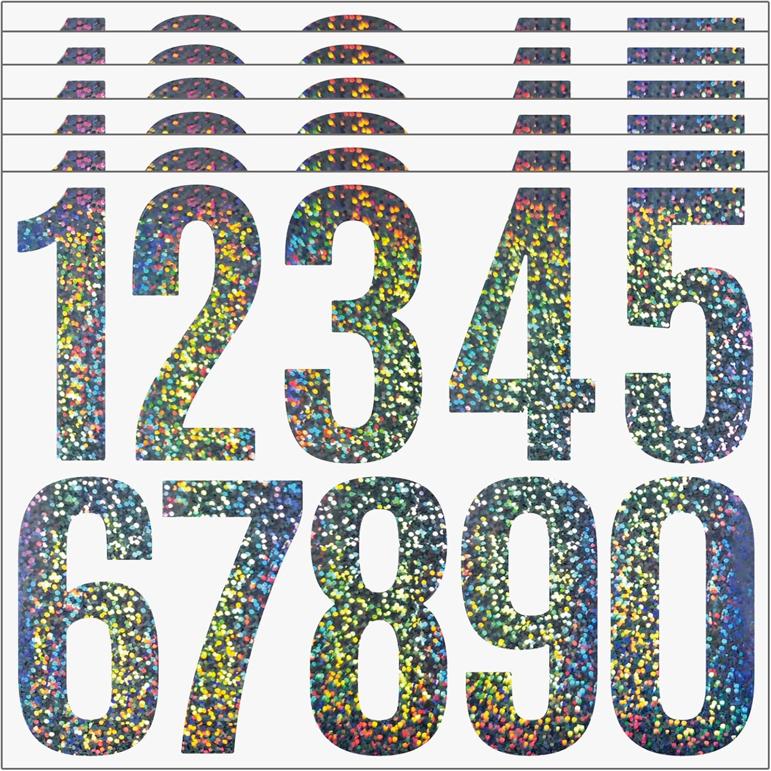 Reflective Mailbox Numbers Stickers,60 PCS Self Adhesive Vinyl Waterproof Number Stickers,6 Sheets Large 3 Inch 0-9 House Numbers,for Mailbox,Signs, Door