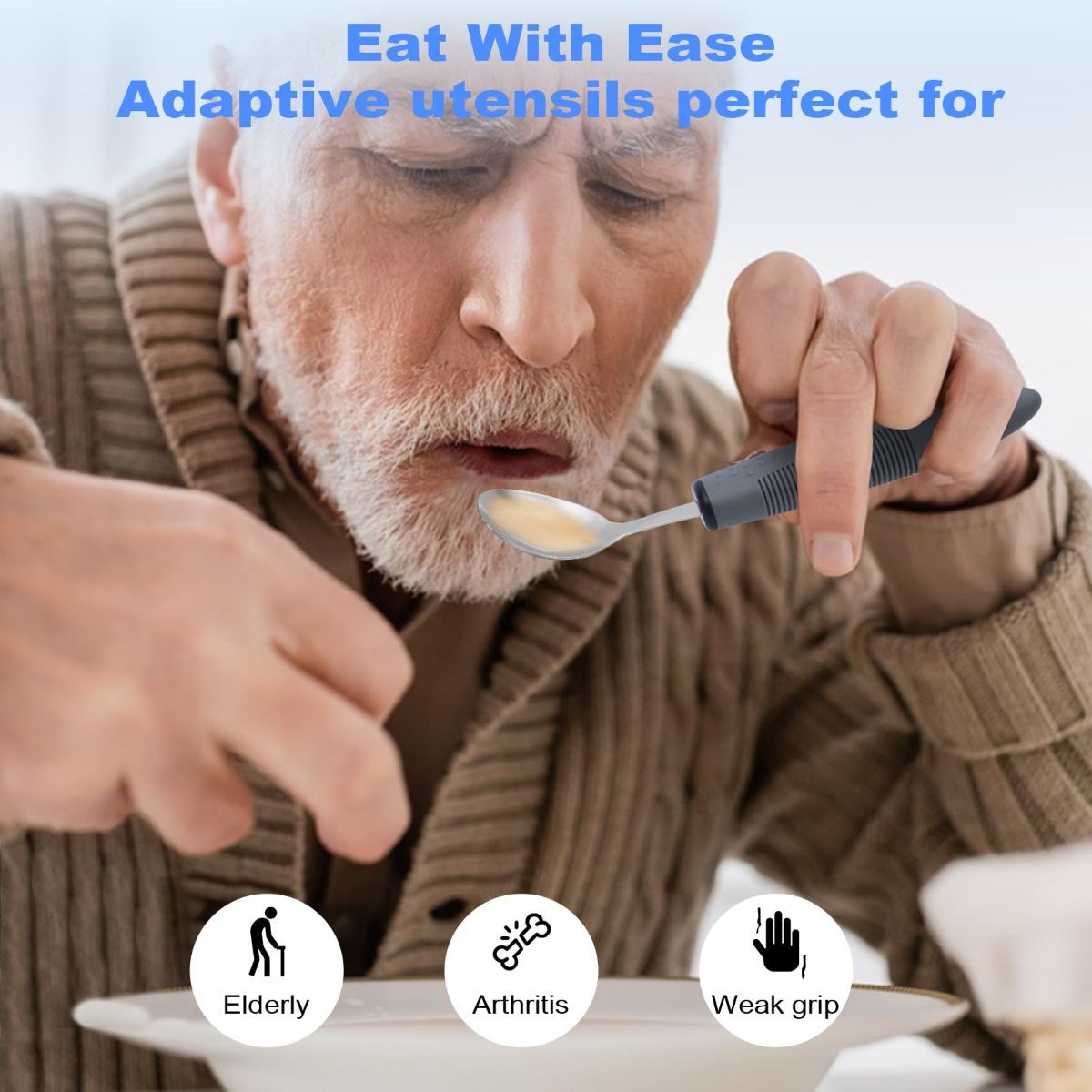 Adaptive Utensils, Weighted Utensils for Hand Tremors, Utensils for Parkinsons Patients,Elderly,Arthritis,Weak Hand Grip,Tremors & Handicapped. Stainless Steel โ image 5