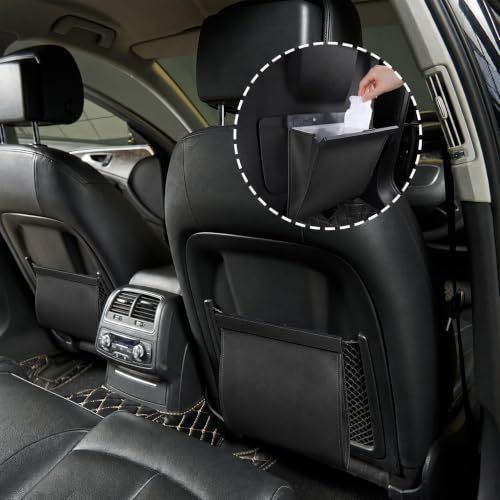 1Pack Car Trash Can Leak-Proof, 4 Pack Black Large Capacity Auto Trash Bin | With Magnetic Opening, Multi-Purpose Open-Top Car Organizer for Backseat, Console