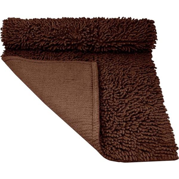 Bathroom Mat Chenille Dark Brown, Fluffy Bathroom Mat (50 x 80 cm) Coffee โ image 2