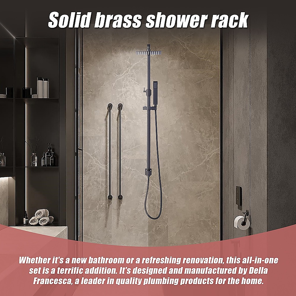 WELS 8" Rain Shower Head Set Square Dual Heads Faucet High Pressure Hand Held โ image 5