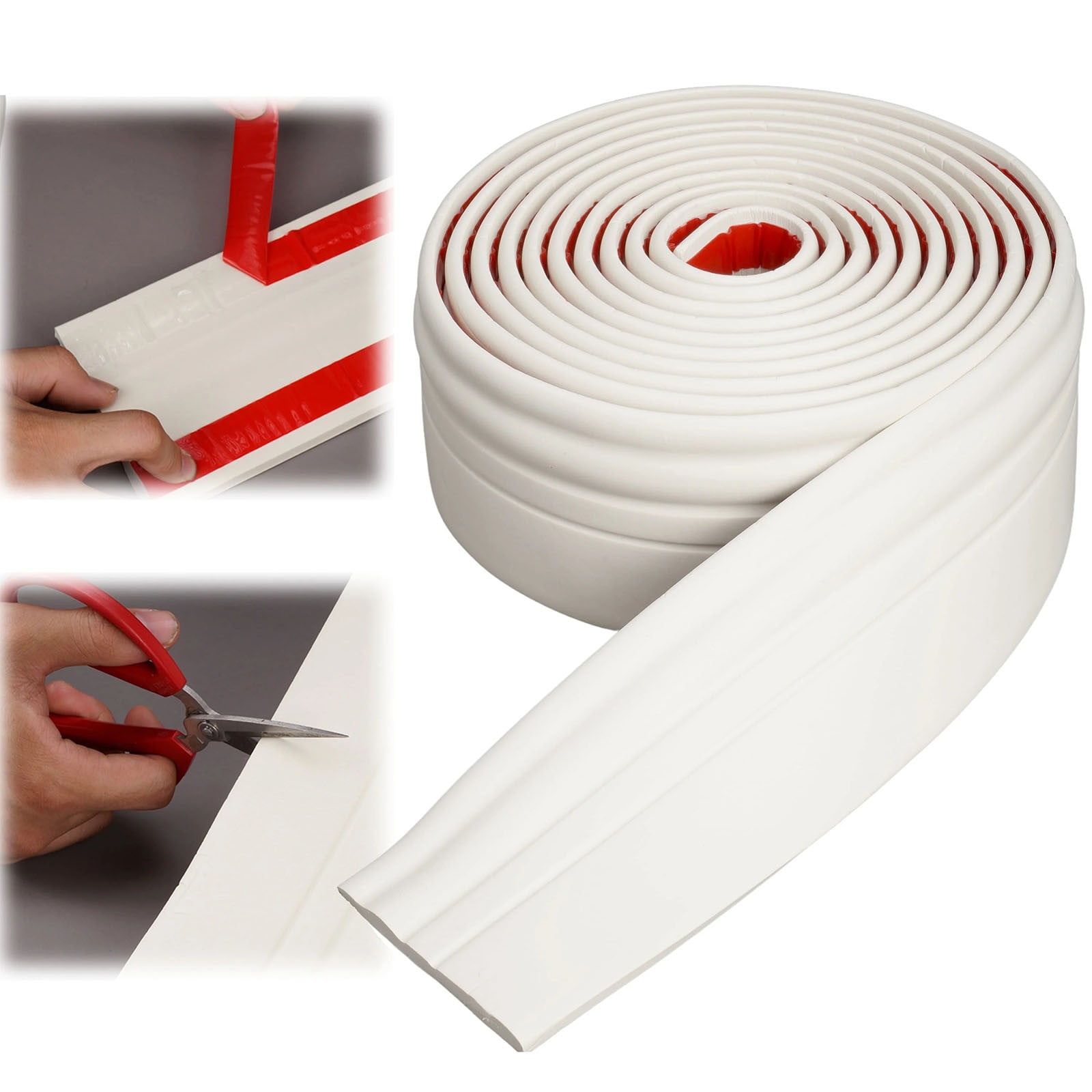 1 Roll Flexible Self Adhesive Wall Base Trim, Peel and Stick Rubber Baseboard Moulding for Walls, 9.8 cm x 5 m, White โ image 3