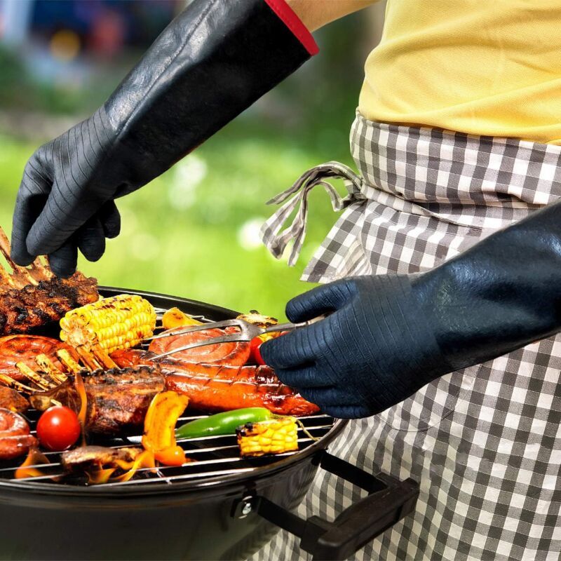 BBQ Gloves Waterproof Heat Resistant Turkey Fryer Cooking Gloves with Non Slip Textured Handle, 18 Inch — image 4