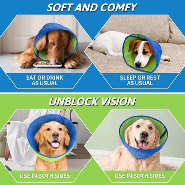 Soft Breathable Dog Cone Collar, Adjustable Pet Recovery E‑Collar for Medium Dogs & Cats, Anti‑Licking Wound Protection Elizabethan Collar, Size M — image 4