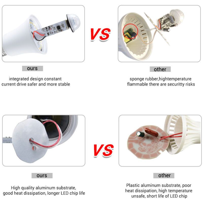 2 Pcs Mascot Bulb Motion Sensor B22 Baionnette LED, 12W, 1020lm, Cold 6000 K White, CIR 85, Non Dimmable Bulb a Motion Sensor — image 2