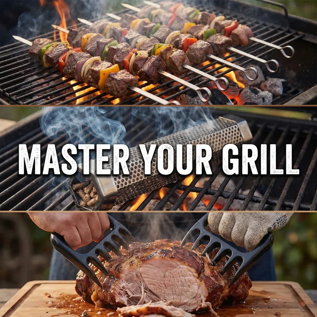 ASMOKE Essential Smart Portable Wood Pellet Grill & Pitmaster Accessory Bundle - Includes 10x Skewers, Heavy-Duty Meat Claws, Smoke Tube & 20lb Applewood — image 6